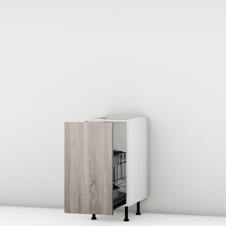 Meuble bas chene foncé coulissant larg. 40cm x H71.5cm