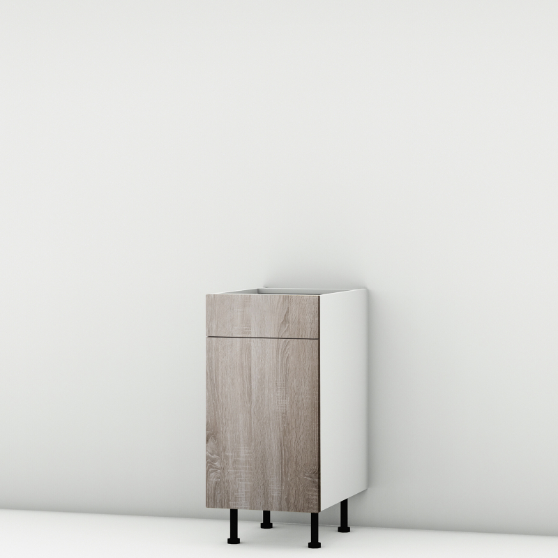 Meuble bas chêne foncé Porte + Tiroir larg. 40cm x H71.5cm