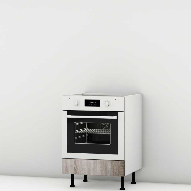 Meuble bas four chêne foncé larg. 60cm x H71.5cm