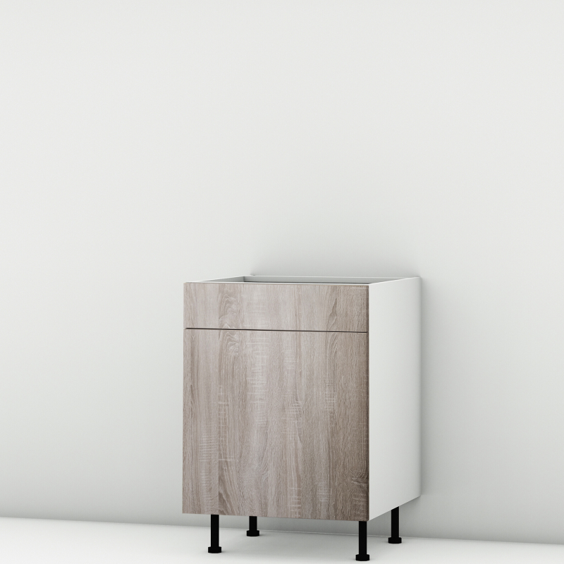 Meuble bas chêne foncé Porte + Tiroir larg. 60cm x H71.5cm