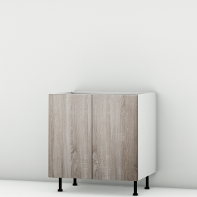 Meuble bas sous évier chêne foncé 2 portes larg. 80cm x H71.5cm