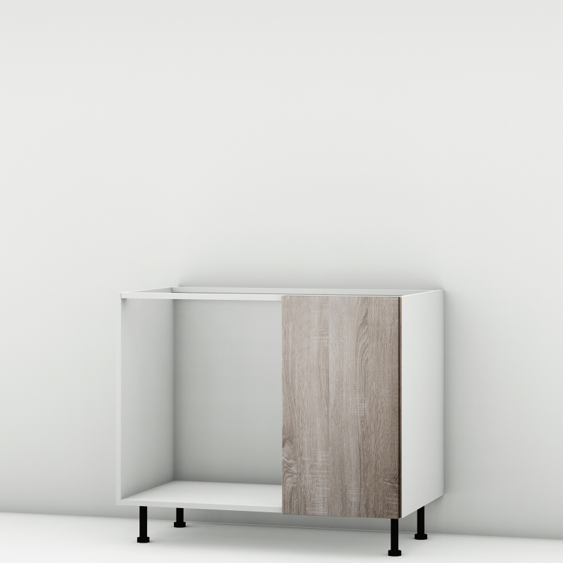 Meuble bas d'angle sous évier chêne foncé 1 porte 40cm larg. 100cm x H71.5cm