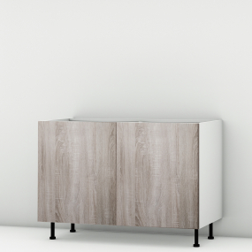 Meuble bas chêne foncé 2 portes larg. 120cm x H71.5cm