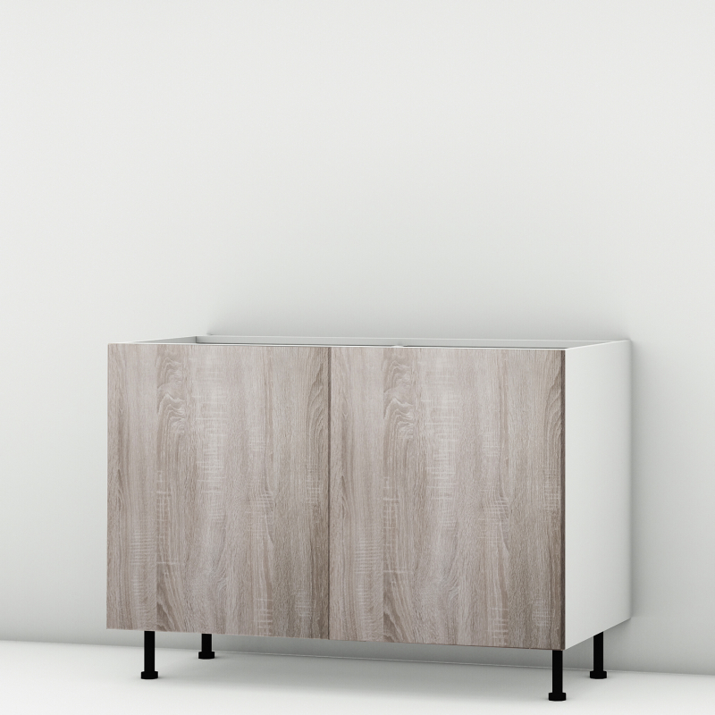Meuble bas sous évier chêne foncé larg. 120cm x H71.5cm