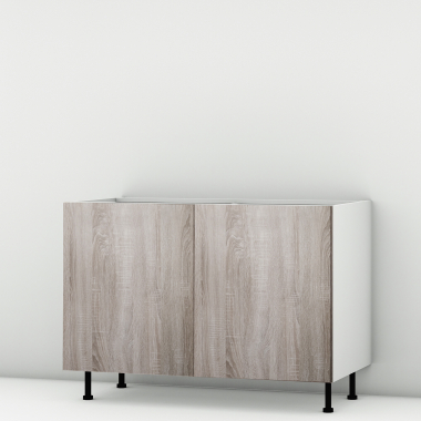 Meuble bas sous évier chêne foncé larg. 120cm x H71.5cm