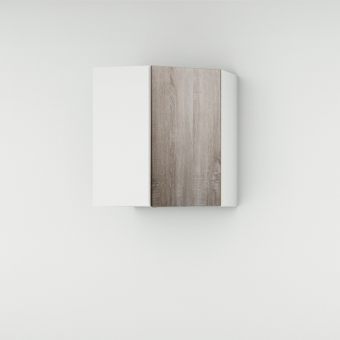 Meuble haut d'angle 45° chêne foncé larg. 40cm x H71.5cm
