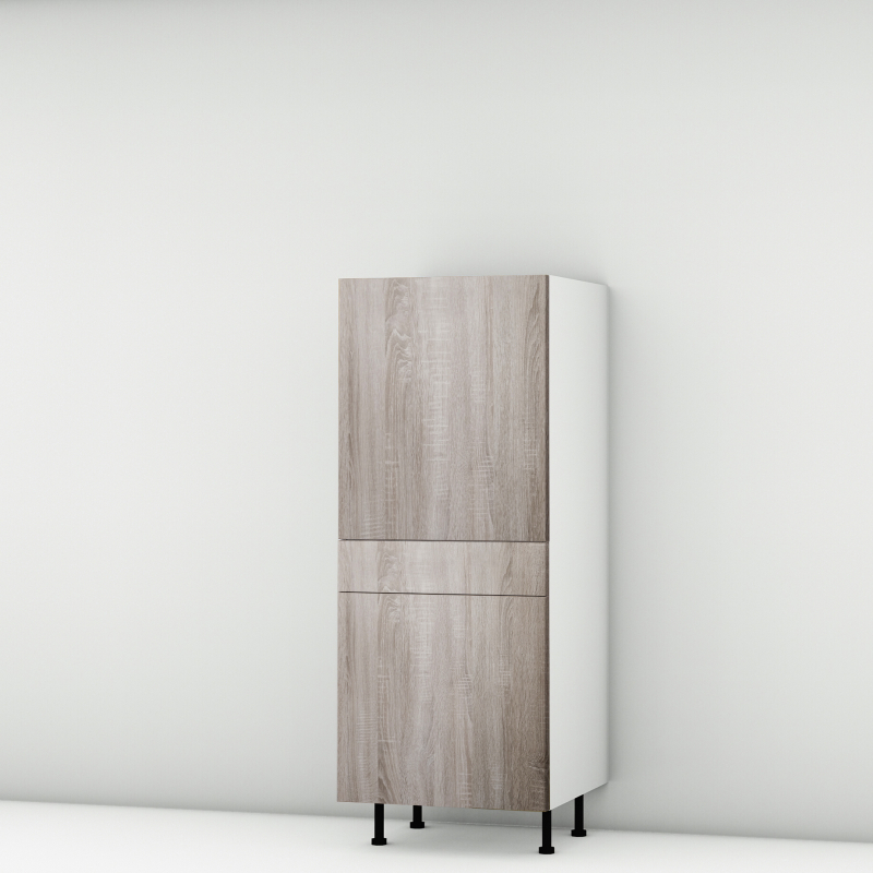 Colonne chene foncé 1 porte - 1 porte+tiroir larg. 60cm x H142.6cm