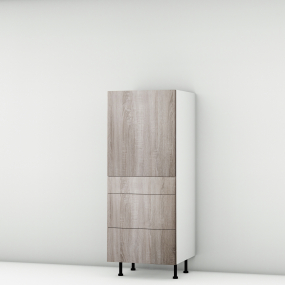 Colonne chene foncé 1 porte - 3 tiroirs larg. 60cm x H142.6cm