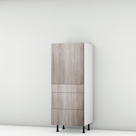 Colonne chene foncé 1 porte - 3 tiroirs larg. 60cm x H142.6cm