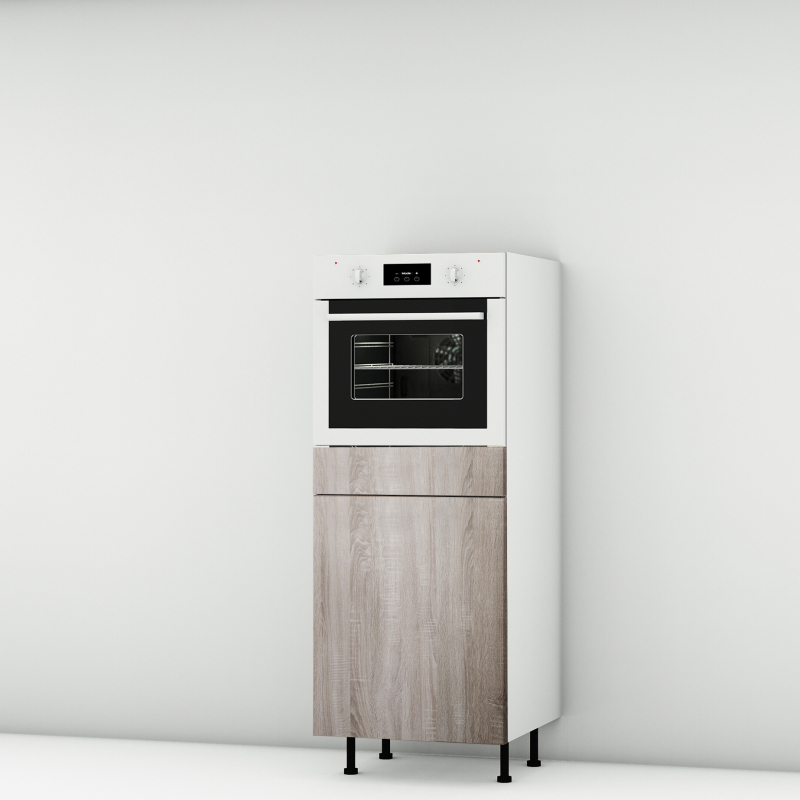 Colonne chene foncé 1 porte-1 four larg. 60cm x H142.6cm