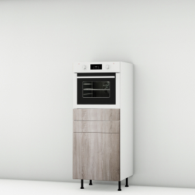 Colonne chene foncé 1 four - 1 porte - 1 tiroir larg. 60cm x H142.6cm