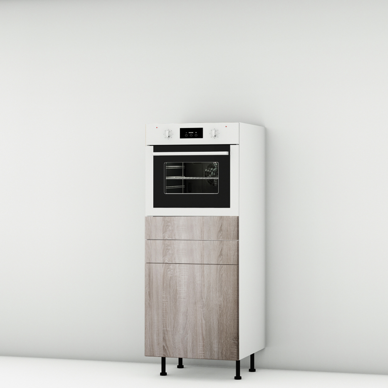 Colonne chene foncé 1 four - 1 porte - 1 tiroir larg. 60cm x H142.6cm