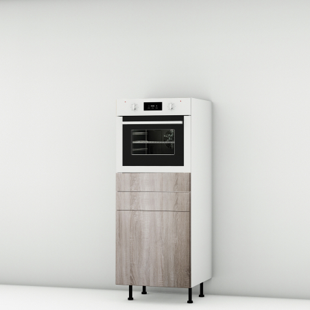 Colonne chene foncé 1 four - 1 porte - 1 tiroir larg. 60cm x H142.6cm