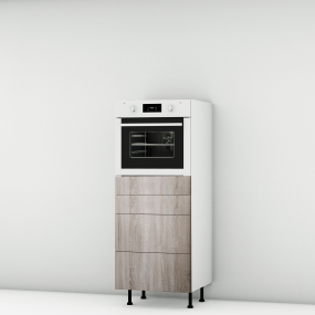 Colonne chene foncé 1 four - 3 tiroirs larg. 60cm x H142.6cm