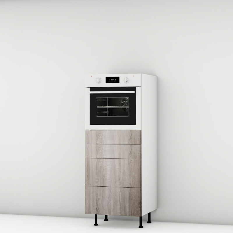 Colonne chene foncé 1 four - 3 tiroirs larg. 60cm x H142.6cm