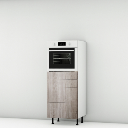 Colonne chene foncé 1 four - 3 tiroirs larg. 60cm x H142.6cm
