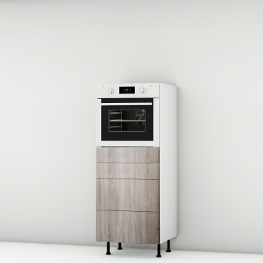 Colonne chene foncé 1 four - 3 tiroirs larg. 60cm x H142.6cm