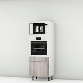 Colonne chêne foncé 1 MO - 1 four - 1 tiroir larg. 60cm x H156.6cm