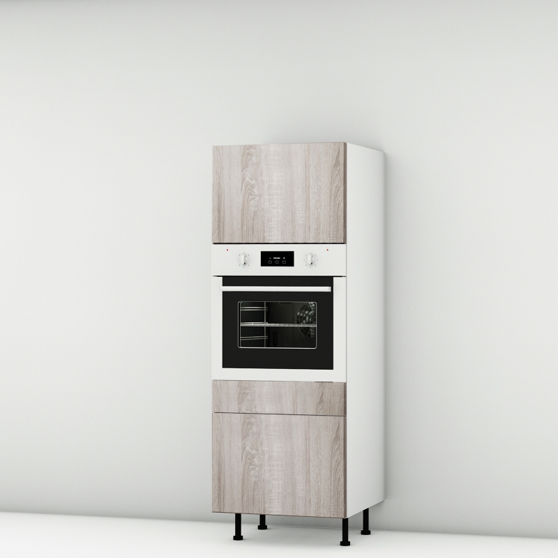 Colonne chêne foncé 1 porte relevante - 1 four - 1 tiroir larg. 60cm x H156.6cm