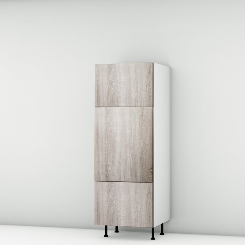 Colonne chêne foncé 1 porte relevante - 1 porte - 1 tiroir larg. 60cm x H156.6cm