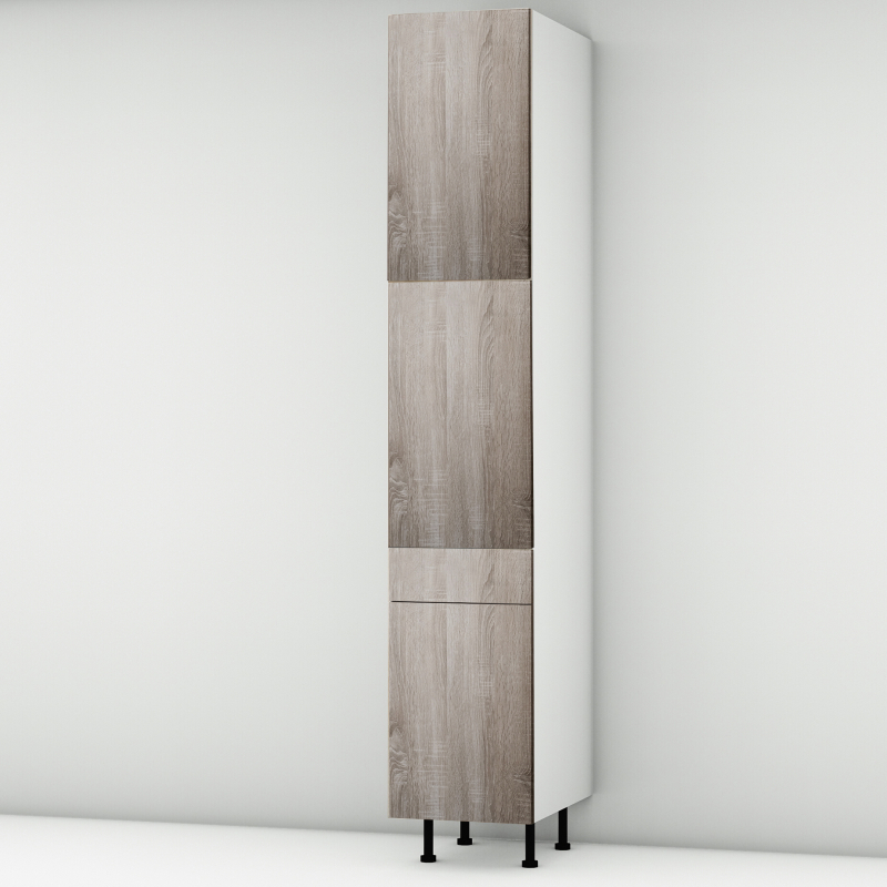 Colonne chêne foncé 2 portes - 1 porte+tiroir larg. 40cm x H213.8cm