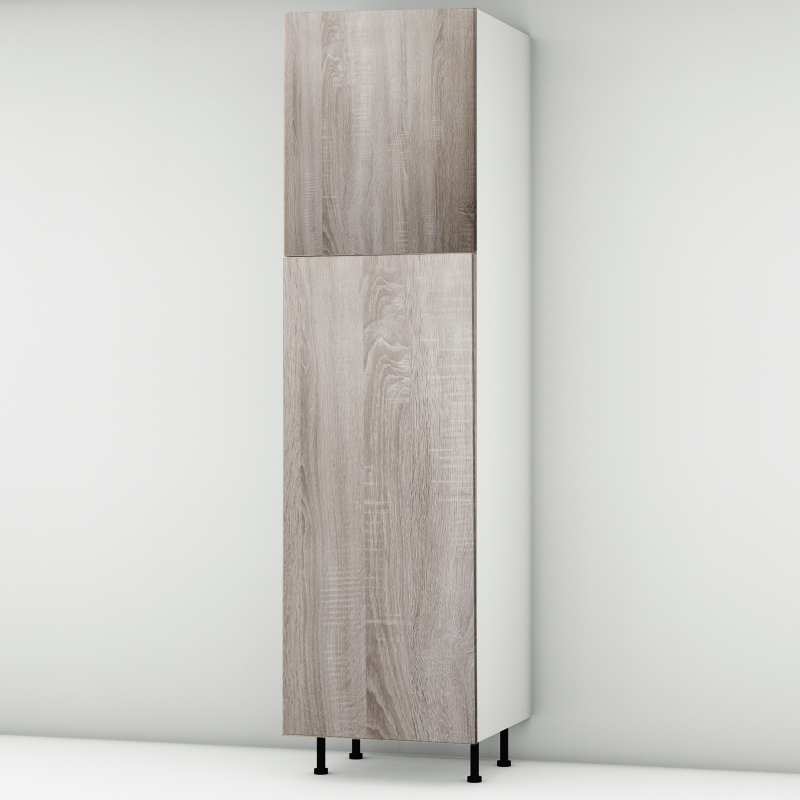 Colonne chêne foncé 2 portes frigo encastrable L60cm x H213.8cm