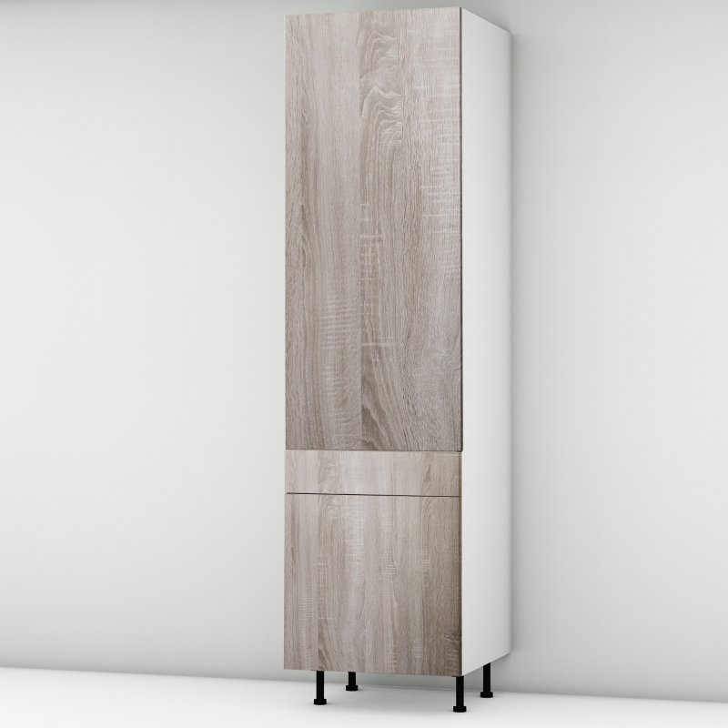 Colonne chêne foncé 1 porte - 1 porte+tiroir larg. 60cm x H213.8cm