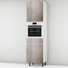 Colonne chêne foncé 1 porte - 1 four - 1 porte+tiroir larg. 60cm x H213.8cm