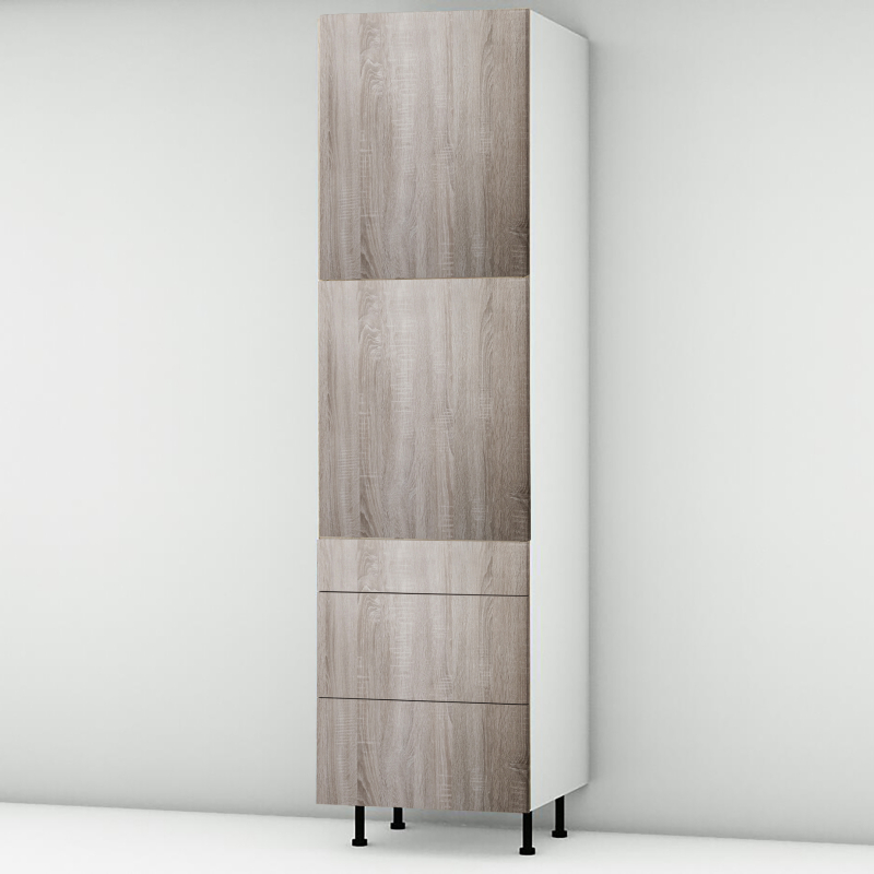 Colonne chêne fumé 2 portes - 3 tiroirs larg. 60cm x H213.8cm