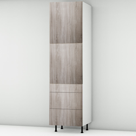 Colonne chêne fumé 2 portes - 3 tiroirs larg. 60cm x H213.8cm