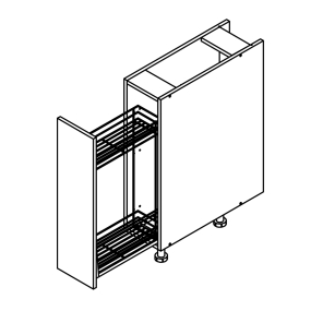 Meuble bas blanc brillant pognée intégrée larg. 20cm x H71.5cm