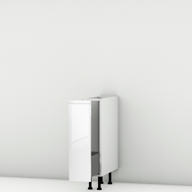 Meuble bas laqué blanc brillant poignée intégrée coulissant larg. 20cm x H71.5cm