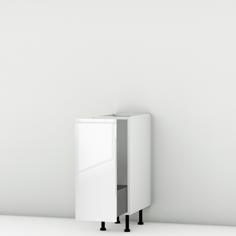 Meuble bas blanc brillant coulissant larg. 30cm x H71.5cm