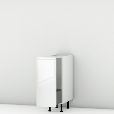 Meuble bas blanc brillant coulissant larg. 30cm x H71.5cm