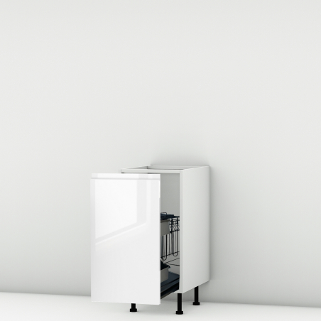 Meuble bas blanc brillant coulissant larg. 40cm x H71.5cm