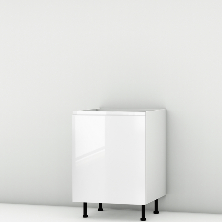 Meuble bas blanc brillant poignée intégrée larg. 60cm x H71.5cm