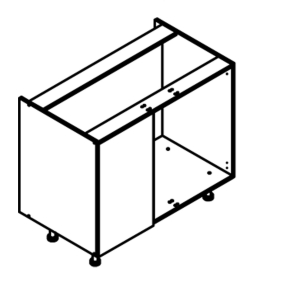Meuble bas d'angle sous évier blanc brillant poignée intégrée 1 porte 40cm larg. 100cm x H71.5cm