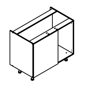 Meuble bas d'angle blanc brillant poignée intégrée 1 porte 60cm larg. 100cm x H71.5cm
