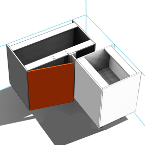 Meuble bas d'angle blanc brillant poignée intégrée 1 porte 60cm larg. 100cm x H71.5cm