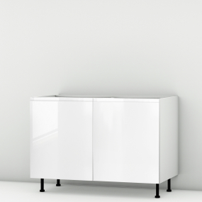 Meuble bas sous évier blanc brillant poignée intégrée larg. 120cm x H71.5cm