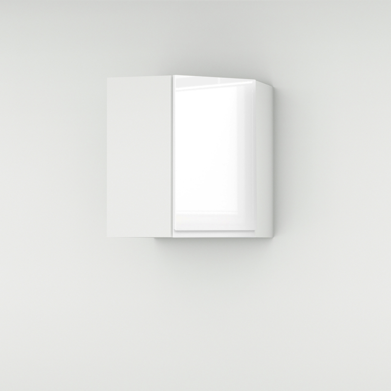 Meuble haut d'angle 45° blanc brillant poignée intégrée larg. 40cm x H71.5cm