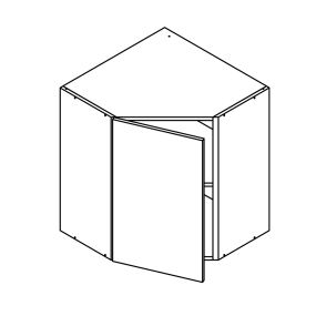 Meuble haut d'angle 45° blanc brillant poignée intégrée larg. 40cm x H71.5cm