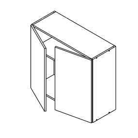 Meuble haut laqué blanc brillant poignée intégrée 2 portes larg. 80cm x H71.5cm