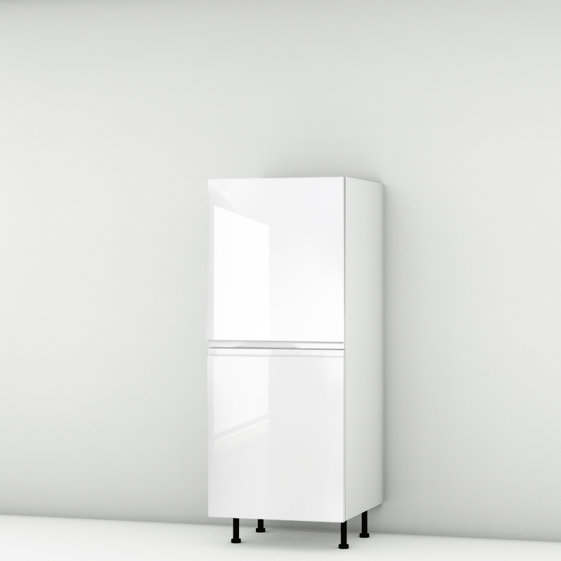 Colonne laquée blanche brillante poignée intégrée 2 portes larg. 60cm x H142.6cm