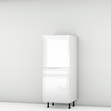 Colonne laquée blanche brillante poignée intégrée 1 porte - 1 porte+tiroir larg. 60cm x H142.6cm