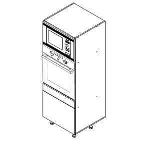 Colonne laquée blanche brillante poignée intégrée 1 MO - 1 four - 1 tiroir larg. 60cm x H156.6cm