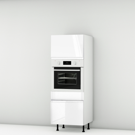 Colonne laquée blanche brillante poignée intégrée 1 porte relevante - 1 four - 1 tiroir larg. 60cm x H156.6cm