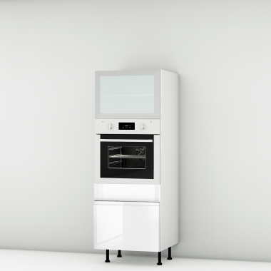 Colonne laquée blanche brillante poignée intégrée 1 porte relevante alu vitrée - 1 four - 1 tiroir larg. 60cm x H156.6cm