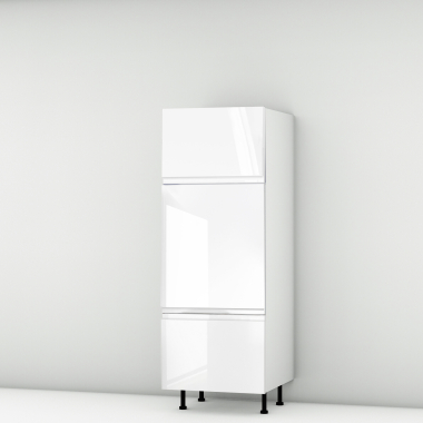 Colonne laquée blanche brillante poignée intégrée 2 portes - 1 tiroir larg. 60cm x H156.6cm