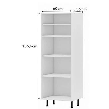 Colonne laquée blanche brillante poignée intégrée 1 porte relevante - 1 porte - 1 tiroir larg. 60cm x H156.6cm